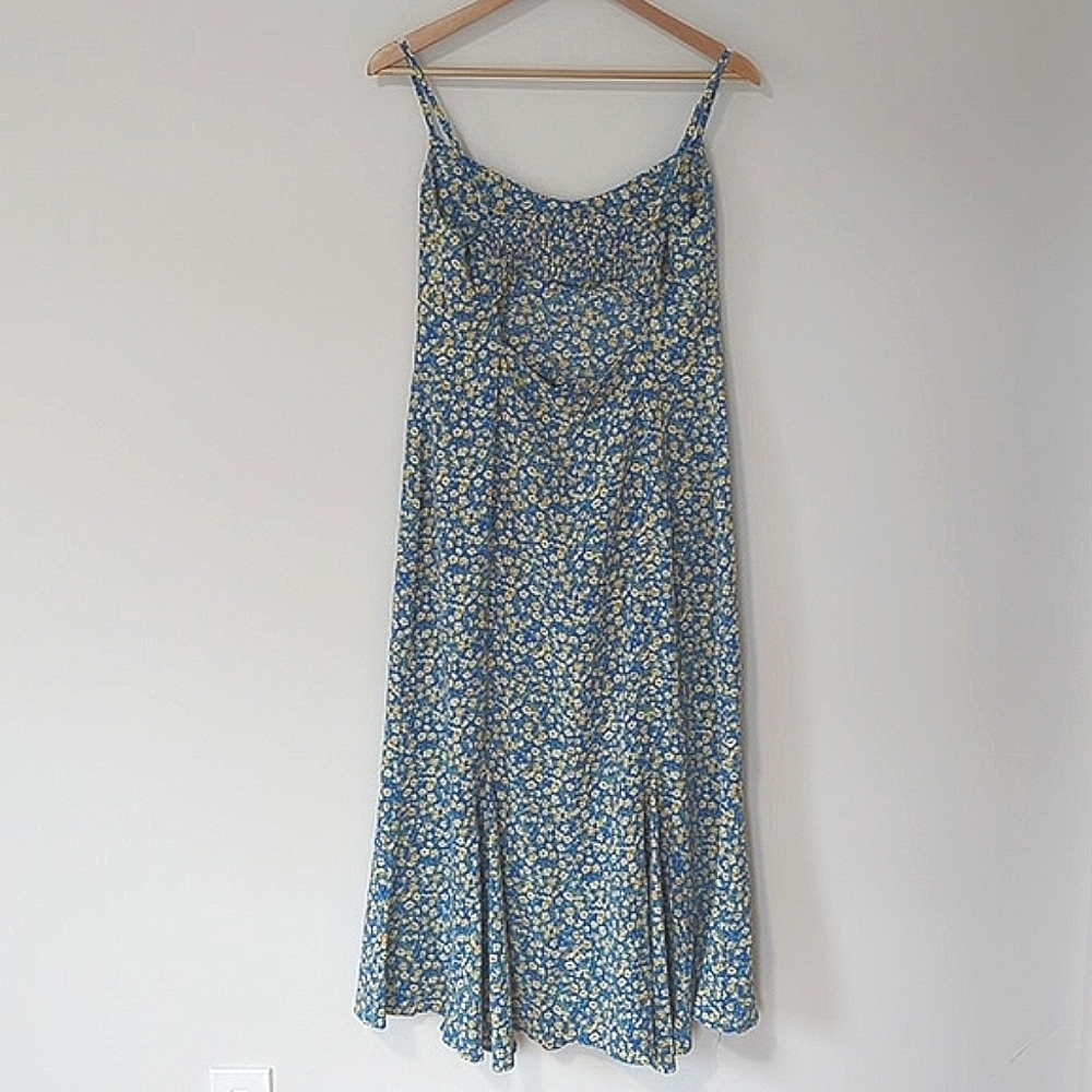Lulus Blue Floral Print Cutout Midi Dress - Picture 8 of 12